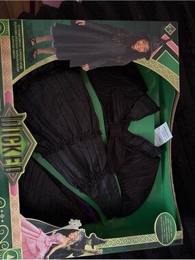Wicked-Inspired Kids Black Costume Top & Ruched Skirt Set